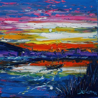 Dawnlight on the Caledonian Canal 12x12